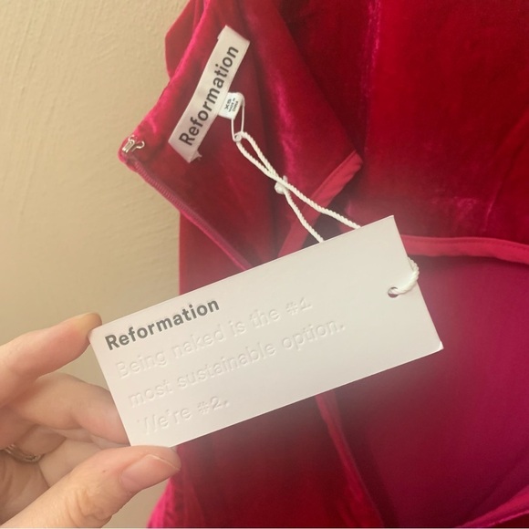 Reformation Winola Dress in Rhubarb Velvet Size XS NWT New - Picture 11 of 13